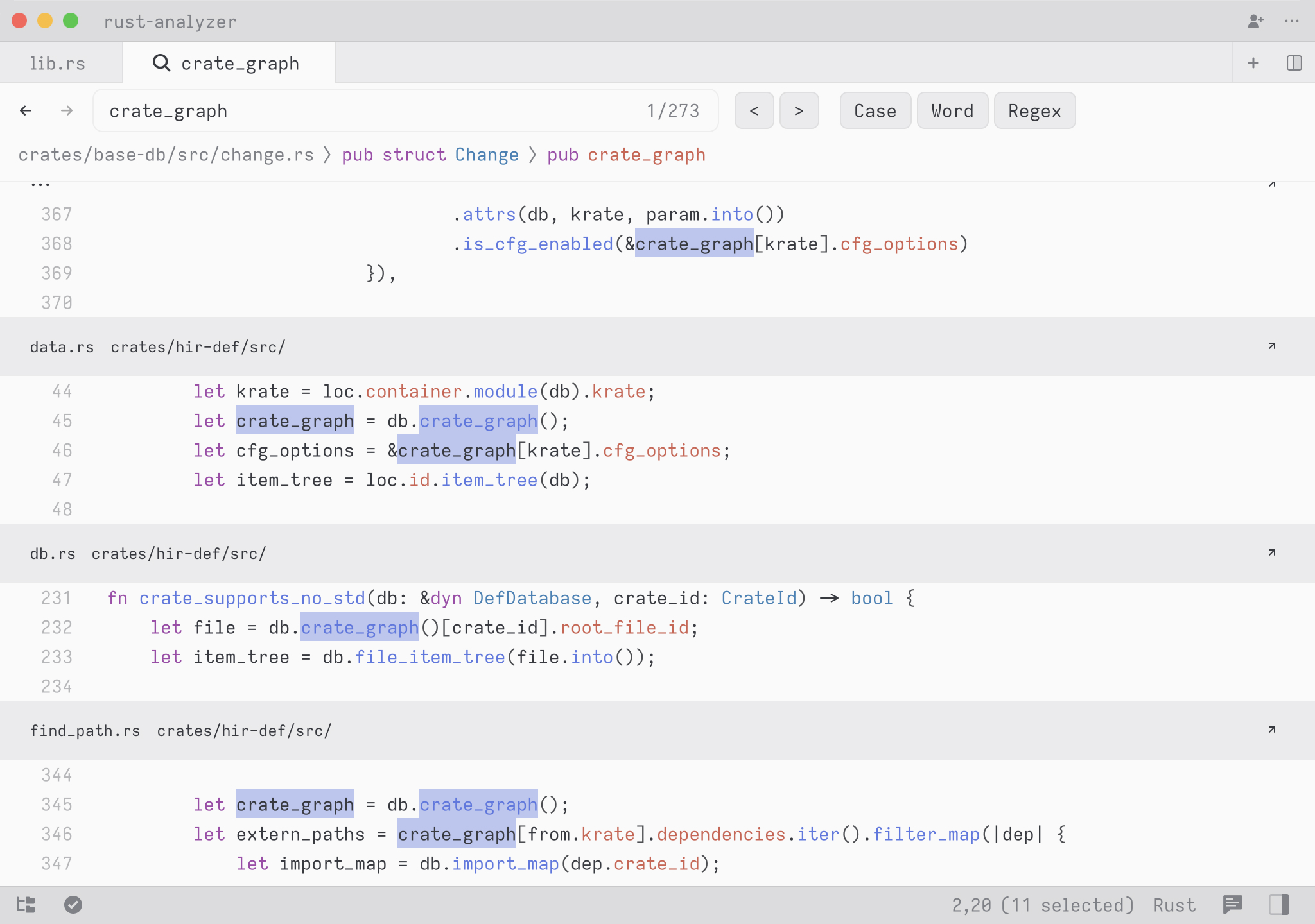 Zed's project-wide search, a dedicated multi-buffer pane to show search results across the entire project.